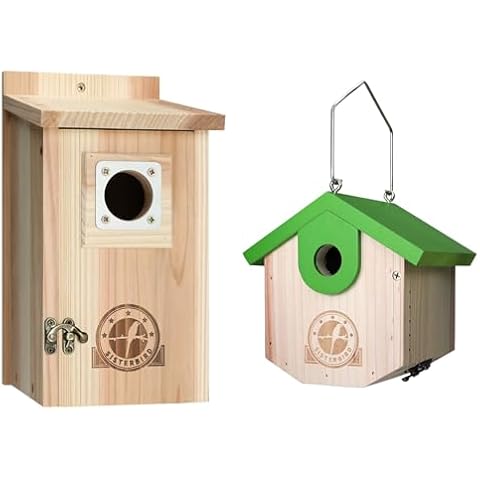 SISTERBIRD Bird Houses for Outside Clearance with Metal Guard, Wren Bird Houses for Outside Cedar Hanging, Cedar Bird House Outdoor, Bluebird Finch Swallow Wren Chickadee Cover