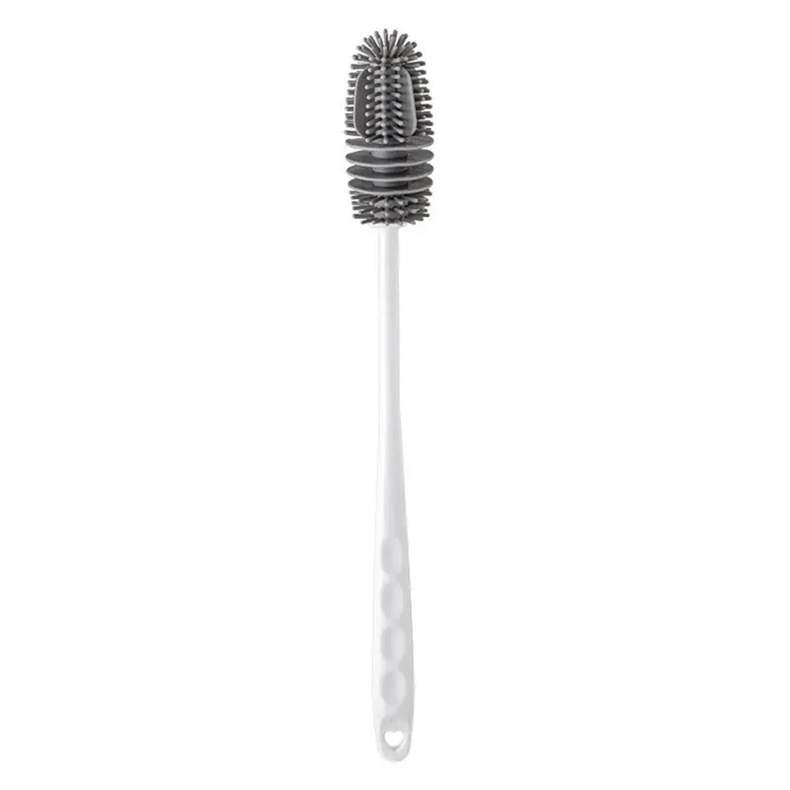 Baby bottle cleaning brush， Bottle Brush Silicone Long Handle Clean. Kitchen Glass Cup Grey White 1/2pcs(White,1pc)