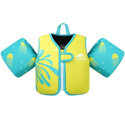 Gogokids Toddler Swim Vest Pool Floats for Kids 30-40-50-60-70 lbs, Kids Swimming Jacket[Stable Buoyancy & Comfort Wear] Puddle Float Jumper Swim Arm Floaties Bands Water Wings for Boys Girls Swimmies