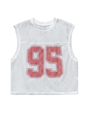 Men's Number Jersey Shirt Crew Neck Sleeveless Mesh Tank Tops Y2k Casual Football Jersey Shirts