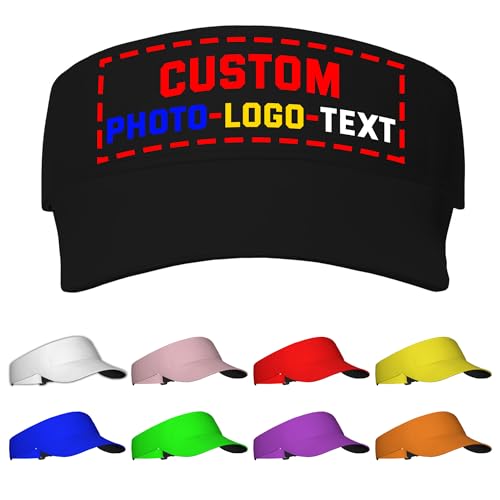 Custom Visor Cap for Men Women Design Your Own Personalized Customized Visor hat Shade Baseball Cap Add Your Text/Logo/Photo/Picture Bulk Adjustable Breathable Golf Hat Customized Gifts