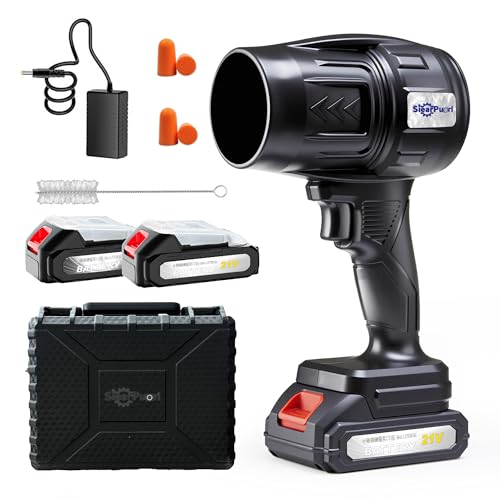 SIEARPUORL 21V Handheld Leaf Blower 980 000RPM High-Speed Motor 1.7LB Ultra-Lightweight Hand Blower with 2 Batteries & Charger for Yard Patio Car Drying & Workshop