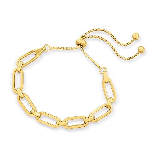 Ross-Simons Italian 18kt Gold Over Sterling Paper Clip Link Bolo Bracelet3