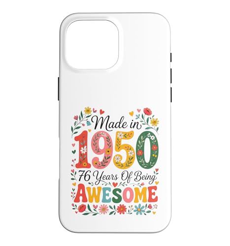 76 Year Old Made in 1950 Retro Floral 76th Birthday Women �X�}�z�P�[�X iPhone 16 Pro Max �p
