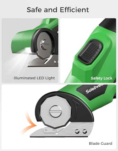 Image of Cardboard Cutter, Rechargeable Cordless Electric Scissors, 4V Upgrade Motor Electric Box Cutter with 2 Blades, Safety Lock & LED Light, Powerful Cutting for Cardboard Box, Plastic, Leather