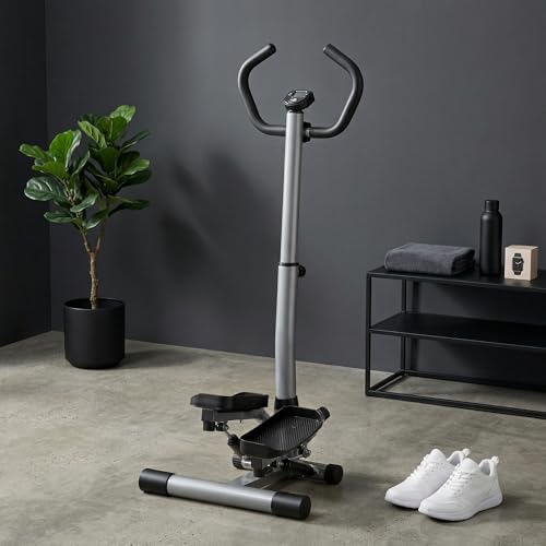 Stepper - Bicicleta estática con empuñadura para entrenamiento de glúteos, pantalla LCD, velocidad ajustable, altura ajustable