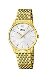 Cristal mineral endurecido Lotus Reloj de Hombre de Cuarzo con Esfera Analógica Blanca Pantalla y Oro Pulsera de Acero Inoxidable 15889/2
