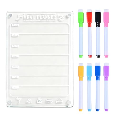 Pizarra Nevera Con 8 Rotuladores MagnéTicos Borrables Pizarra Magnetica Nevera Semanal AcríLico Transparente Magnetica Menu Semanal 20 X 30 Cm