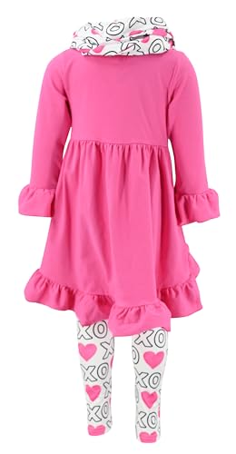 Image of Unique Baby Girls Kids Toddler 3pc Outfit Set Long Sleeve Cotton Blend Tunic Top Leggings and Scarf