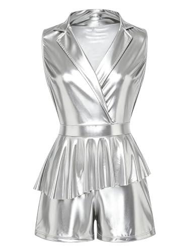 Overol peplum plata XXL Alvivi para brillar en fiestas y discotecas elegantes