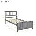 P PURLOVE Twin Size Bed Frame,Solid Wood Platform Bed with Headboard,Single Twin Bed Frame with Slat Support,No Box Spring Needed,Gray