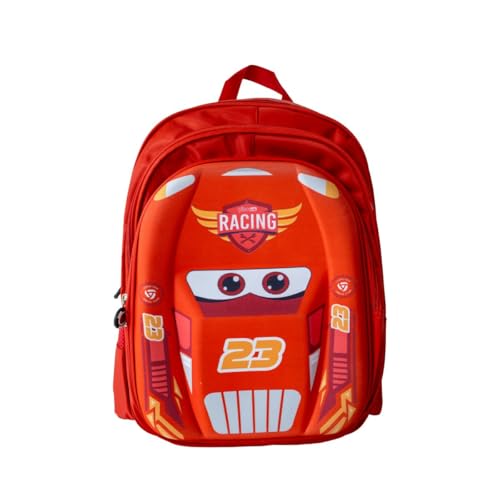 Mochila Costas Carros 3D Reforçada Corrida Meninos Escolar (Vermelho)