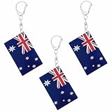 BQTBQT Australia Flag Keychain Australian Flags Key Chains Men and Women Style - Double Sided Acrylic D Shape Chains Car Key chain Gifts Decoration (3 Pcs)