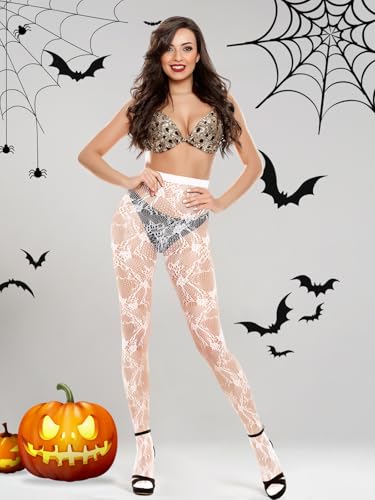 4 Pairs Tights Fishnet Stockings Floral Pantyhose Stockings Leggings Lace Tights for Women Girls Halloween4