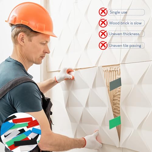 Image of Konohan 600 Pcs Plastic Flat Shims Structural Tile Plastic Shims for Leveling, 3 /64, 5 /64, 1 /8, 5 /32, 3 /16, 1 /4, Green, Black, White, Grey, Blue, Red