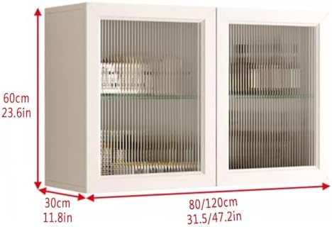 White Wood Medicine Cabinet with Glass Door - Wall-Mounted Storage Organizer for Bathroom & Kitchen, Over-The-Toilet Shelf, Stylish Hidden Handle Design, Ideal for Living Room & Kitchen Deco