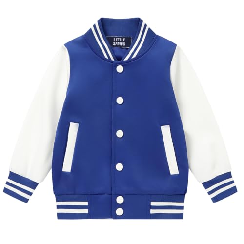 Image of LittleSpring Boys Girls Varsity Baseball Jacket Zip Up Bomber Jacket Thin 2-10Years