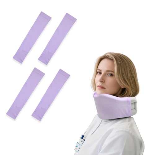 Image of GZCNYLYS 4 Pcs Neck Brace Covers, Breathable Dust Proof Soft Neck Brace Sleeve, Comfortable Cervical Support Sleeve for Both Men Women, Neck Collar Covers for Wearing During Work and Sleep (Purple)