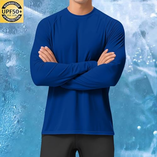 Mens Long Sleeve Sun Protection Shirts Athletic Lightweight T-Shirt Plain Loose Fit Pullover Hiking Running Workout2