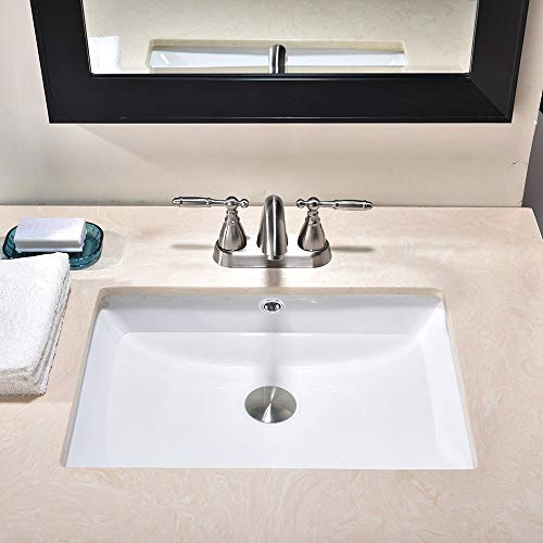 Friho 18.5''X13.8''X7.9'' Modern Sleek Rectangular Undermount Vanity Sink Porcelain Ceramic Lavatory Bathroom Sink, White With Overflow #TOP3