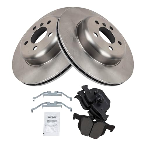 Image of TRQ Rear Brake Pad & Rotor Kit Ceramic Compatible with 2012-2013 BMW 335i