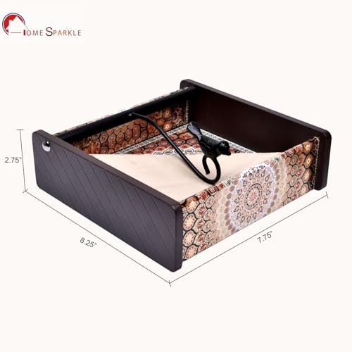 Image of Home Sparkle Napkin Storage - 1 Pack Table Napkin Holder Tray for Indoor & Outdoor Use | Kitchen, Dining, Restaurant & Home Decor (Brown-C6V43)