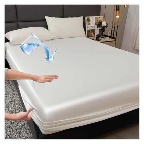 Drap-housse imperméable en satin 140x190 anti-tache avec élastique