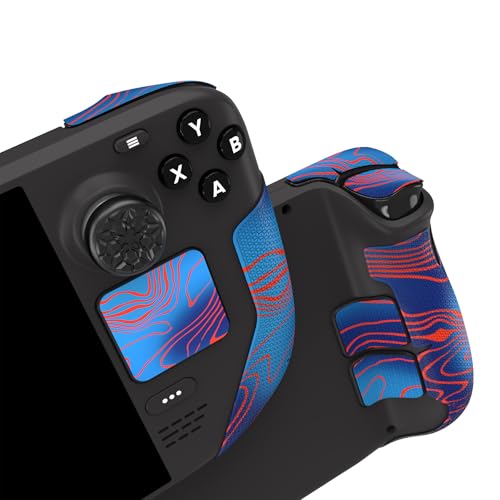 Image of PlayVital Premium Split Handle Grips Soft Rubber Grip Pads for Steam Deck LCD & OLED, Trackpads Skin Grip Trigger Back Button Grip with Thumb Grips - Hexagonal Diamond Textured Damascuscamo
