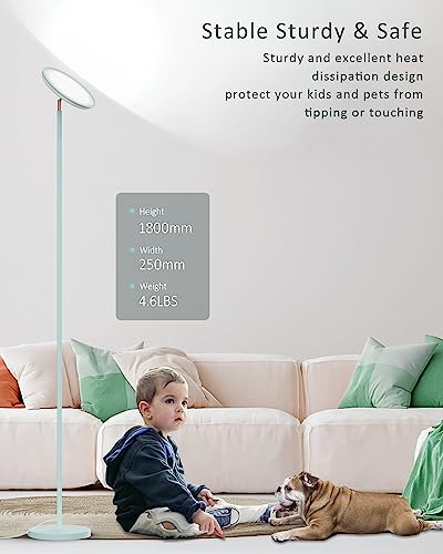 Floor Lamp, 42W 3700Lm Modern Torchiere Sky Led Lamps, Super Bright Tall Standing Pole Light With Remote, 5 Color Temperature, Memory Function&Touch Control For Living Room Bedroom Office, Mint Green #TOP5