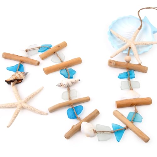 JQAQJU Long Beach Room Decor 35 Inch, Sea Glass Coastal Wall Decor