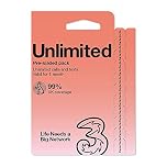 Three by Three Mobile Data Pay As You Go SIM, Unlimited