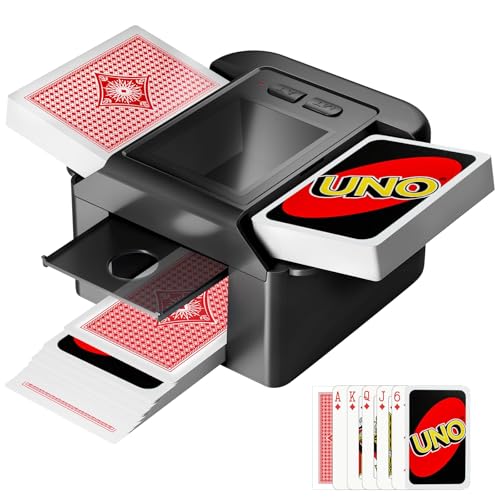Dsocool Automatic Card Shuffler for 1-2 Decks Dual Mode Card Shuffler with USB-C Rechargeable Battery for UNO Skip-Bo Poker Blackjack Texas Holdem Party & Travel (Black)