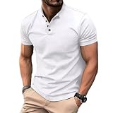 [Zon Smaids] トップス 半袖 t シャツ V ヘンリー ネック 無地 夏ドロップ ショルダー カットソー メンズ (ホワイト, 3XL)