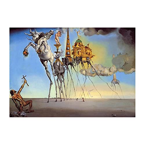 Toile Dali La Tentation de Saint Antoine Grande Image 50x75cm pour Habiller un Mur Vide