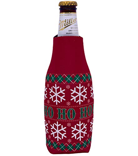 Ho Ho Ho Pattern Christmas Sweater Beer Bottle Coolie
