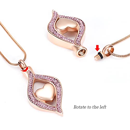 Pet Paw Print Cremation Jewelry for Ashes for Dog/Cat Funeral Memorial Urn Necklace Ashes Holder Keepsake Cremation Urn Pendant (Rose Gold-Purple) - Image 3
