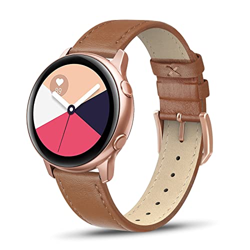 SWEES Compatible for Samsung Galaxy Watch 5 (40mm, 44mm, 45mm) & Galaxy Watch 4 (40mm, 44mm) - Slim Thin Genuine Leather Replacement Bands for Women & Men