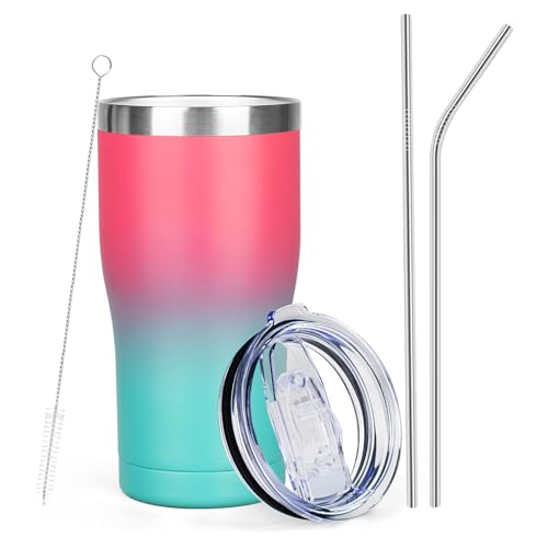 Travel Mug With Straw for Hot Drinks: Stay Hydrated On The Go 4 MEZMUT 20oz Coffee Tumbler with Lid and Straw Double Wall Vacuum Insulated Cup Stainless Steel Travel Mugs Insulated for Hot and Cold Leakproof Powder Coated Tumbler for Indoor and Outdoor