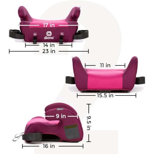 Image of Diono Solana 2 XL Pack of 2 2022, Dual Latch Connectors, Lightweight Backless Belt-Positioning Booster Car Seat, 8 Years 1 Booster Seat, Pink