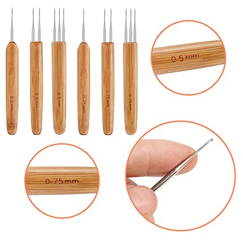 AUGSUN 8 Pcs Dreadlock Crochet Hook Tool, Braid Hair Dreadlocks Needle Weaving Crochet - Thumbnail 3