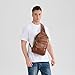 LANNSYNE Full Grain Leather Sling Bag For Men Fits 12.9
