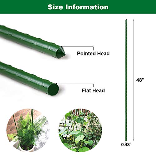 SEKKVY Garden Stakes 48 Inches Sturdy Plastic Coated Steel Plant Sticks Support for Securing Trees, Natural Climbing Plants, Shrubs (25 Pack - 48 Inches, Green) - Thumbnail 4