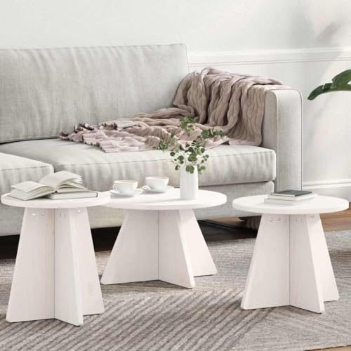 Tables basses blanches en pin massif pour optimiser vos petits espaces de salon