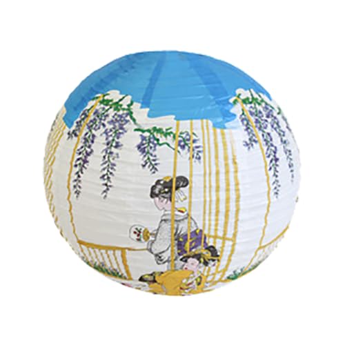 A-to-Z Supply HL36-2 Japanese Cochin Lantern, 16" Dia., Round, "Samurai Painting", Paper