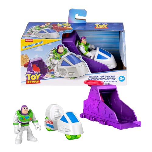 Fisher Price Imaginext Conjunto de Lanzador con Figura de acción de 7,6 cm y vehículo de Juguete, Inspirado en “Toy Story” de Disney Pixar (los Personajes Pueden Variar), JKW24