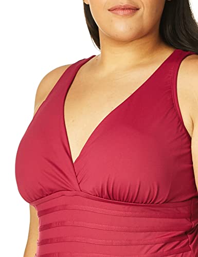 Image of La Blanca Women's Island Goddess Deep-V Strappy Back Mio One Piece Swimsuit with Tummy Toner