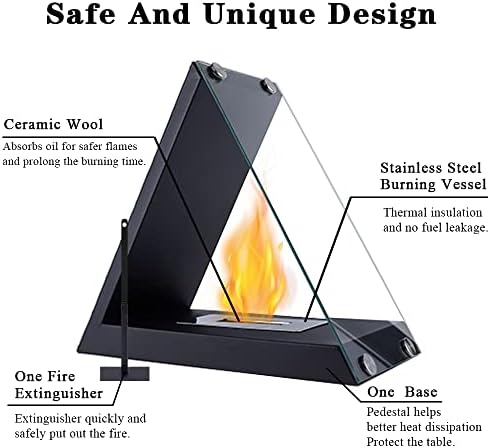 NEWIMAGE Tabletop Fire Pit, Fire Bowl 37cm H Portable Tabletop Fireplace Clean Burning Bio Ethanol Ventless Fireplace for Indoor Outdoor Patio Parties Events (Triangles)