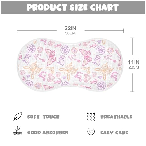 xigua Butterflies Muslin Baby Burp Cloths Set of 1, Super Soft & Absorbent Burping Rags, Cotton Burp Clothes Shower Gift for Newborn, Baby Girls and Boys4