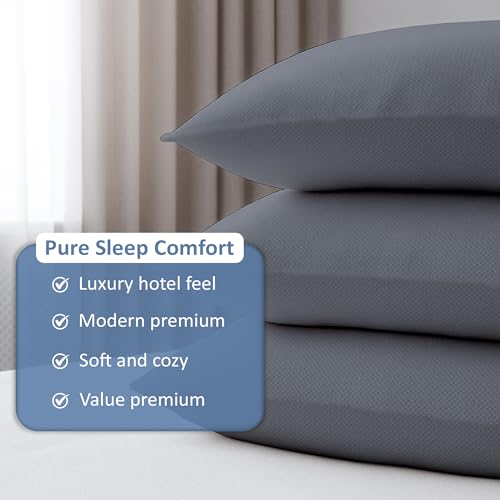 Image of ARLinen Sleeping Pillow Filler Set of 2 - Non-Woven Fabric, Fluffy Cotton Filling, Home, Hospital, Hostel & Travel Use - Dark Grey 20x40 Inch