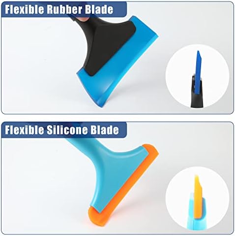 Silicone Squeegee, 2pcs Flexible Rubber Squeegee for Cars Silicone Scraper for Car Window Shower Squeegees for Shower Glass Door Car Windshield Window Cleaning (2 Sizes)